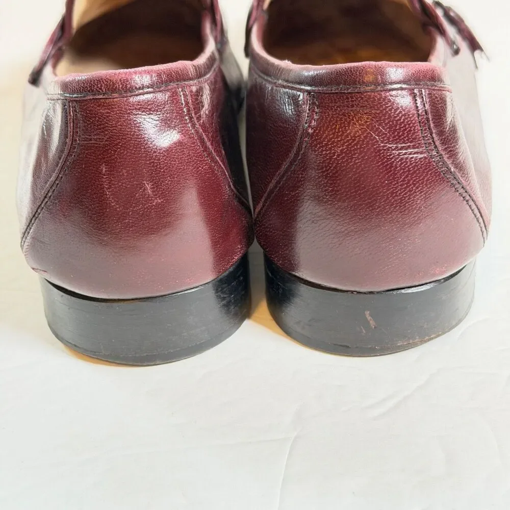 Bostonian Tassel Loafers Mens 11.5 Cherry Burgundy Leather Dress Shoes As Is